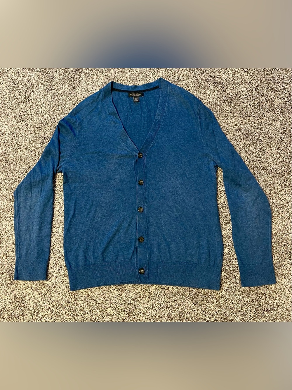 Banana Republic Men's Blue V-Neck Button-Front Cardigan